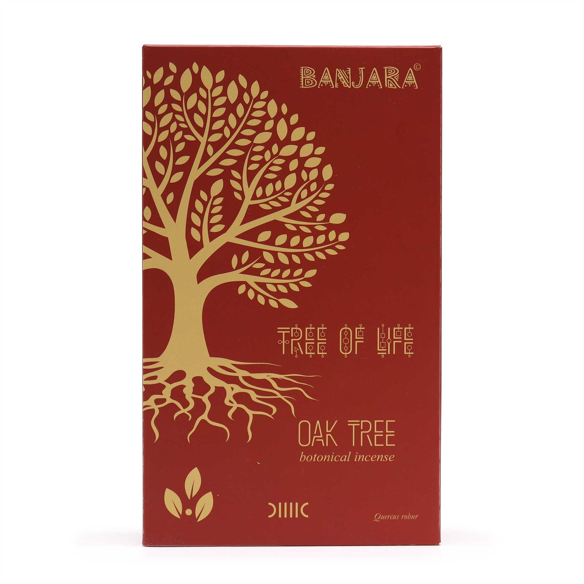 Handmade botanical incense sticks in earthy packaging with an oak tree design.