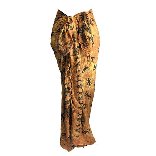 Large chocolate brown sarong featuring a traditional Balinese gecko print design.