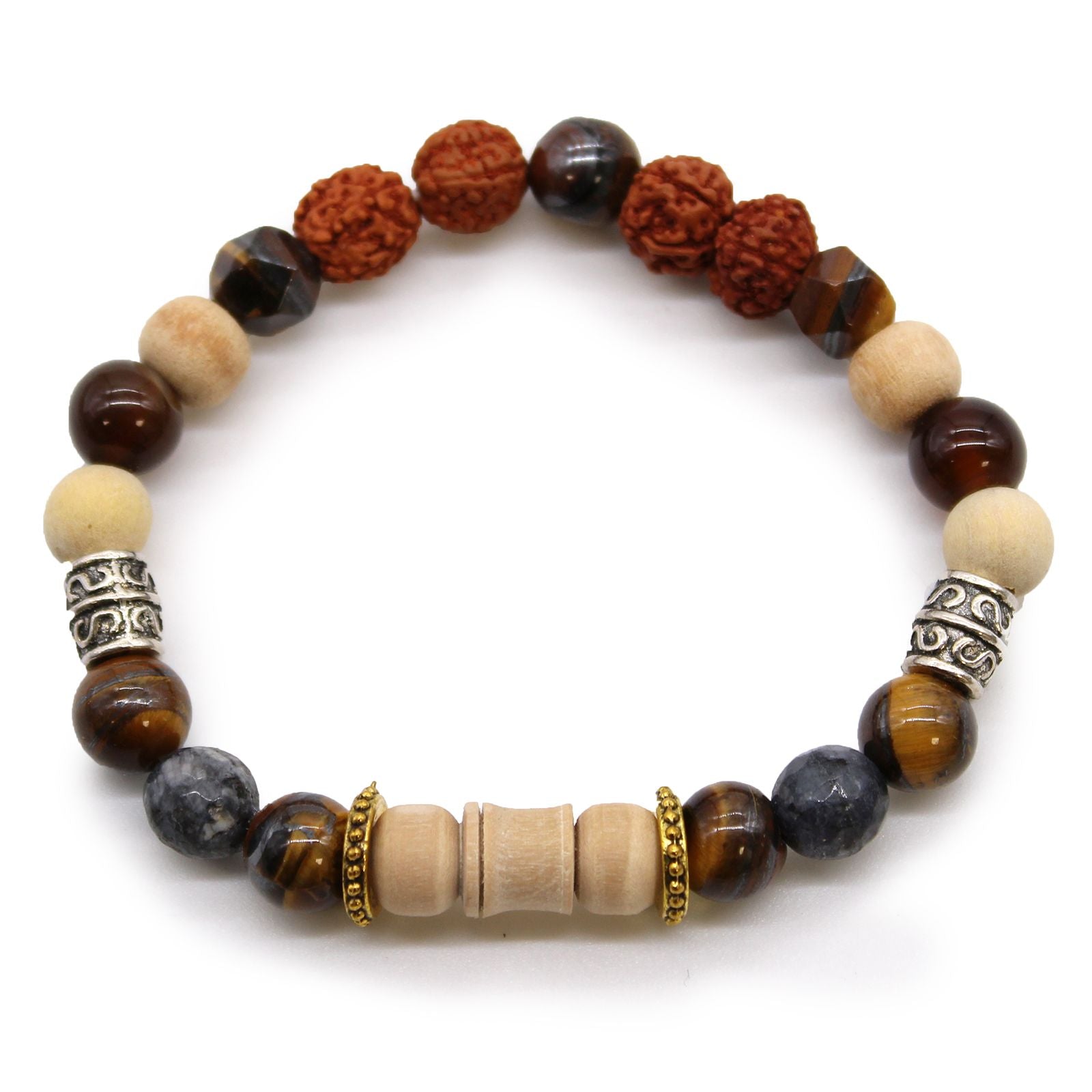 Handcrafted Balinese style bangle with white, black and grey beads representing the balance of life.