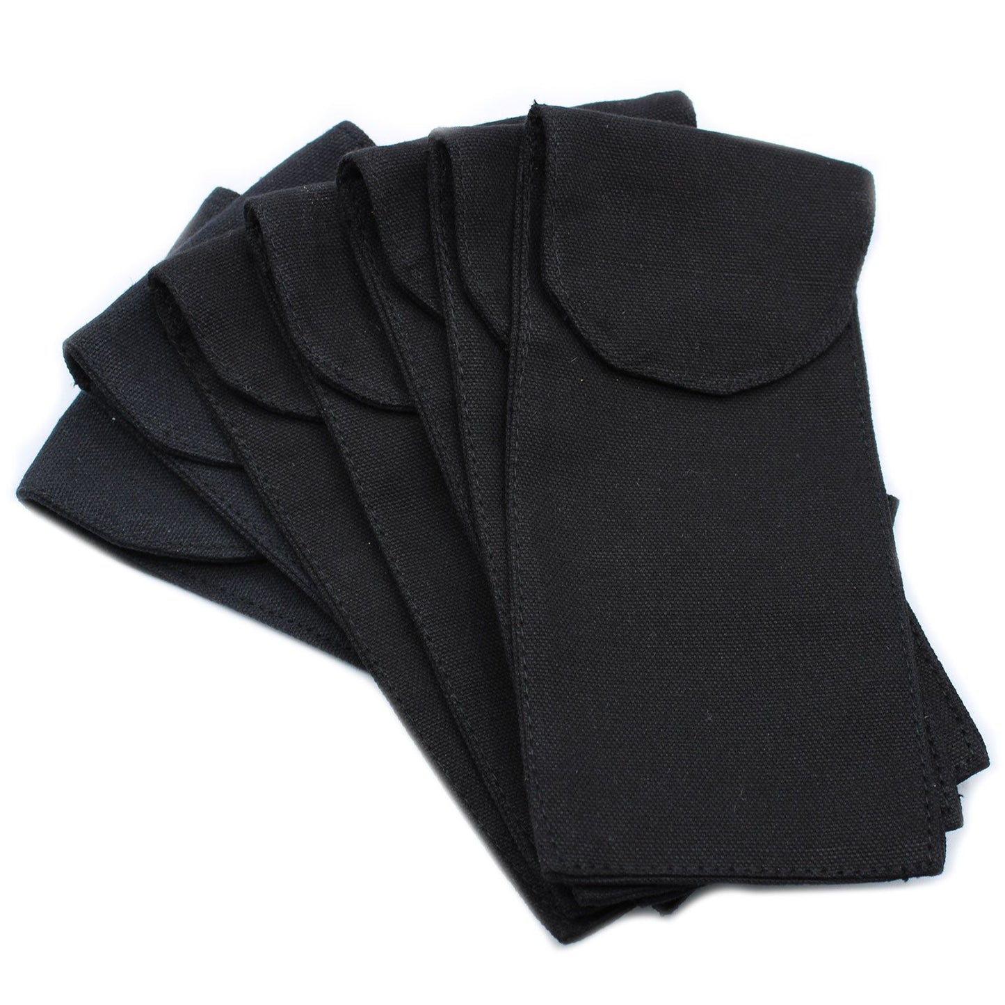 A simple and elegant black cotton drawstring pouch designed for storing a gemstone facial roller.