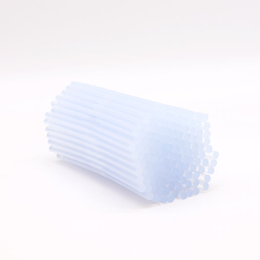 Bundle of clear 7mm hot melt glue sticks for use with craft glue guns.