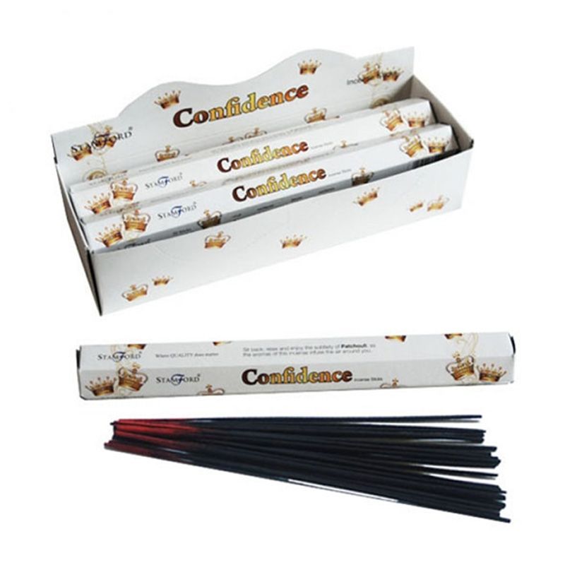 Hexagonal packet of premium incense sticks with a vibrant design and natural incense sticks displayed.