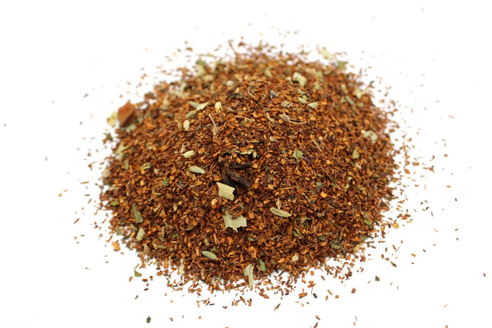 Bulk 1kg bag of loose leaf rooibos tea blended with dried mint leaves and star anise pieces.