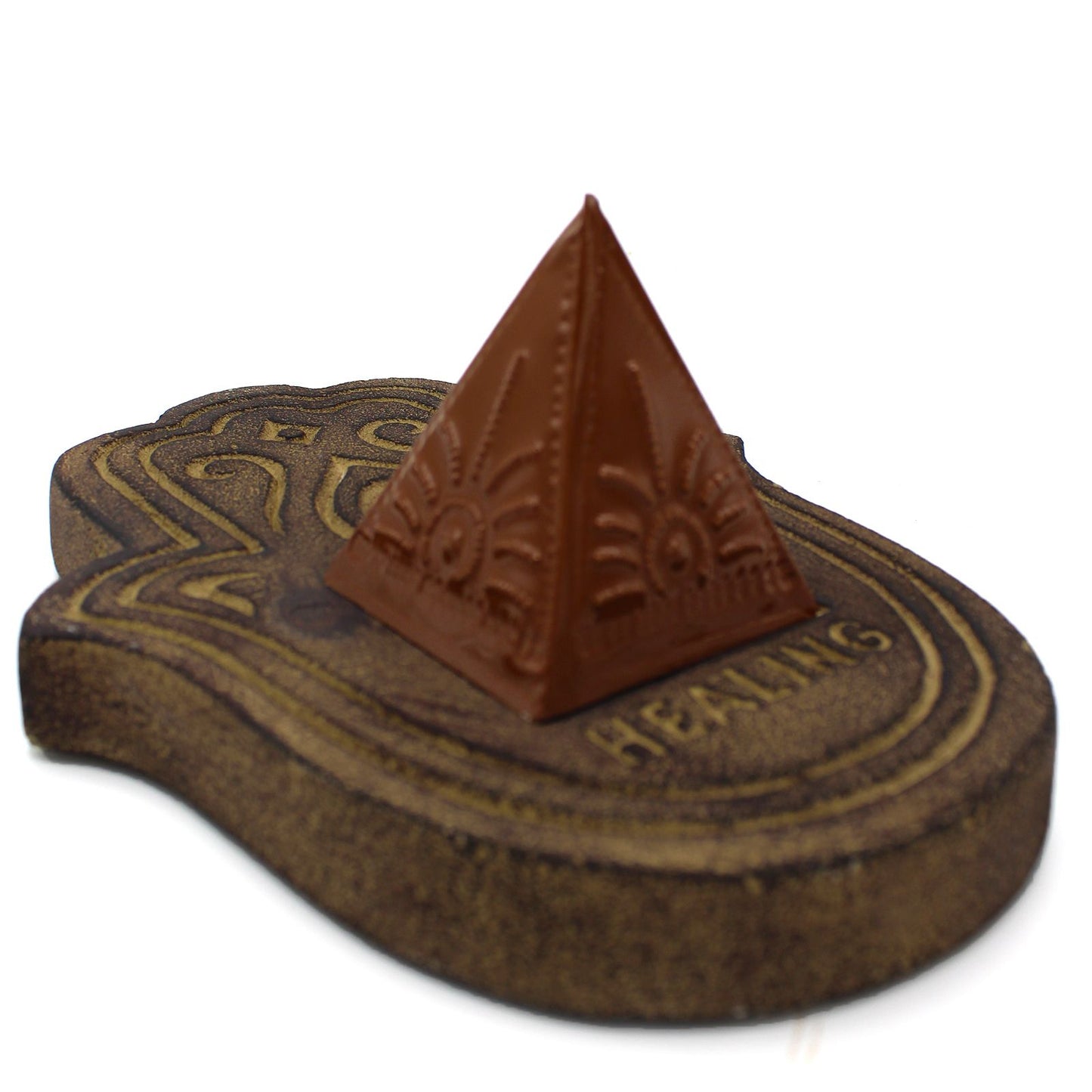 Set of three black pyramid-shaped moulds for creating custom incense cones from loose powder.