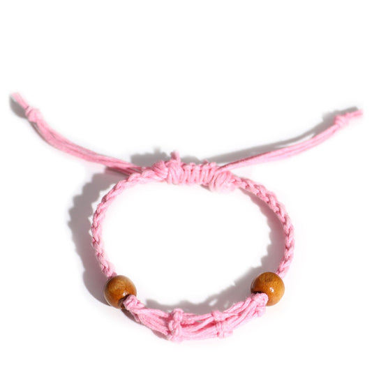 Adjustable woven pink cord for DIY gemstone bracelets featuring a delicate sliding knot closure for a custom fit.