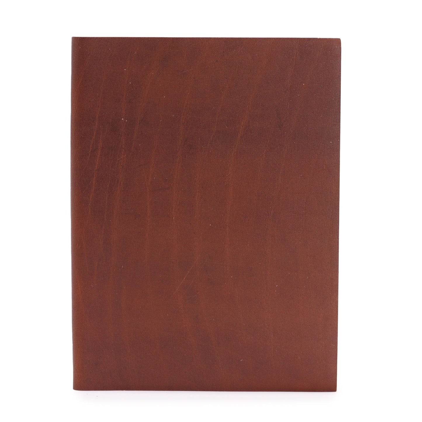 Large dark tan leather notebook with 100 lined pages and a vintage wrap-around strap design.