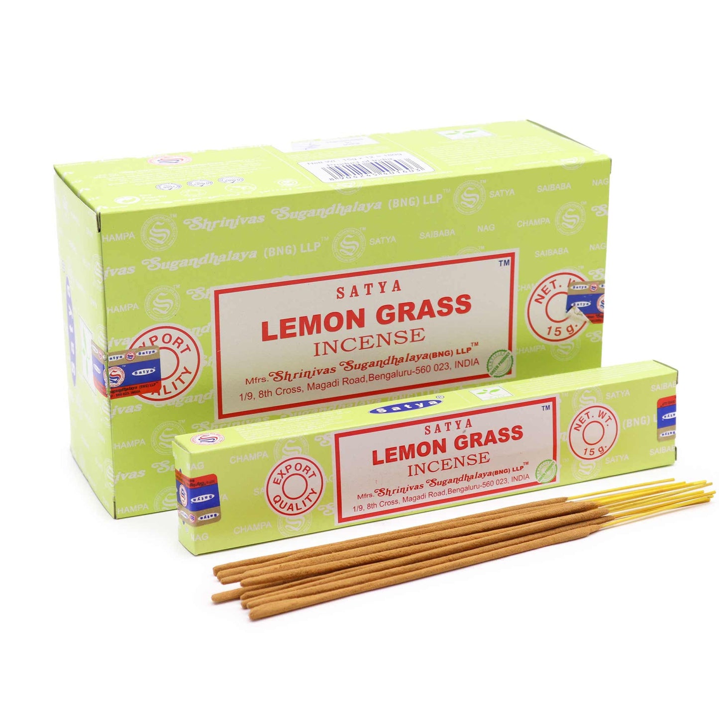 Hand-rolled incense sticks with lemongrass fragrance, displayed in their natural brown paper packaging.