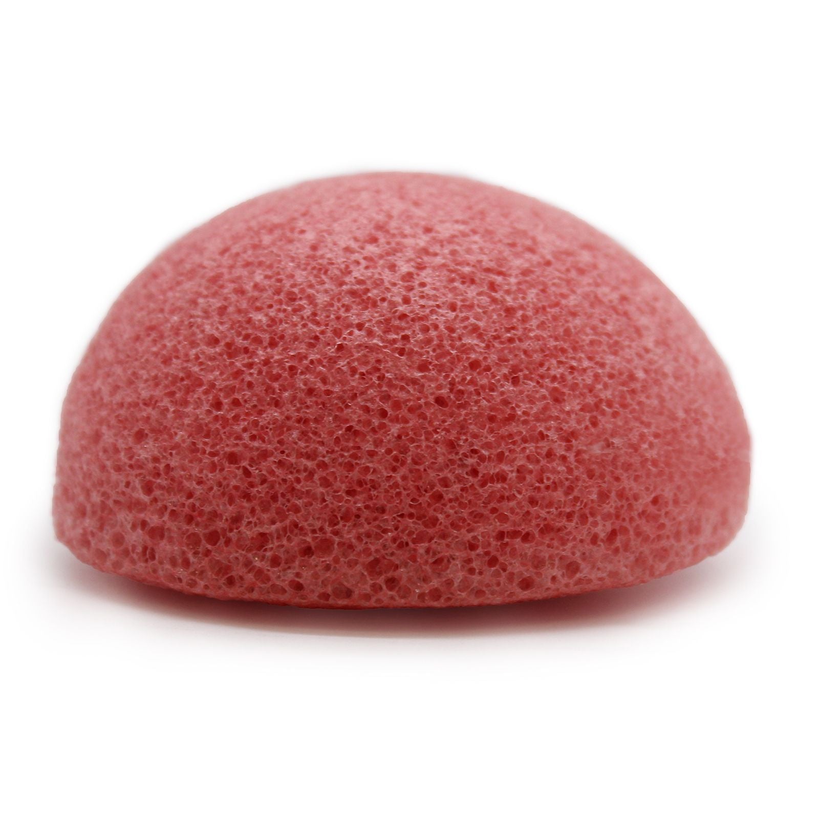 Heart-shaped pink rose konjac sponge made from natural vegetable fibres for gentle facial cleansing.