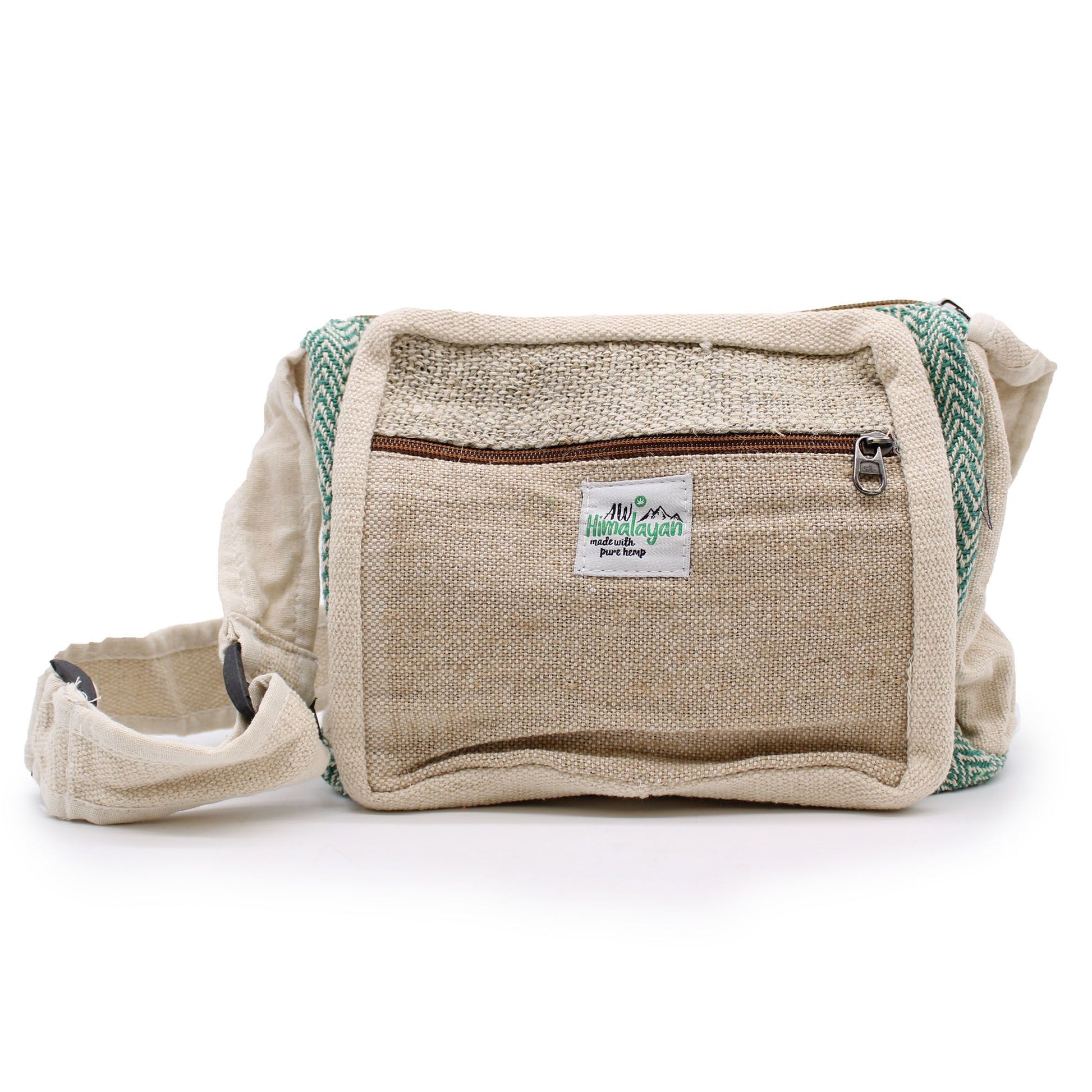 Eco-friendly messenger bag made from natural hemp and cotton fibers in a simple, durable design.