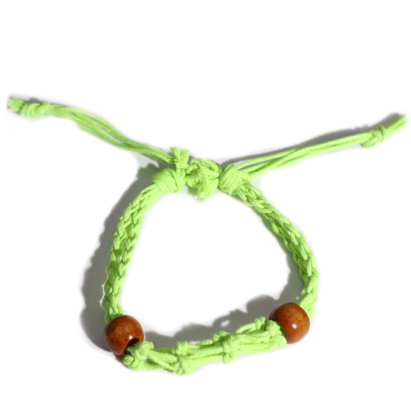 Adjustable bright green cord for gemstone bracelets featuring a slide knot for custom sizing.