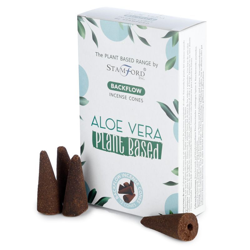 Green plant-based backflow incense cones with a smooth texture, designed for downward smoke flow.