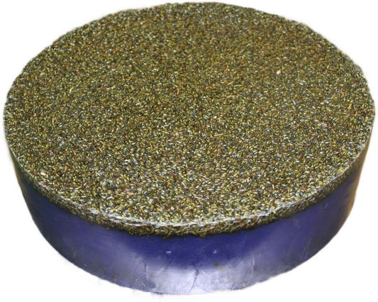 Large 10kg block of purple lavender scented soap with a rustic textured surface.
