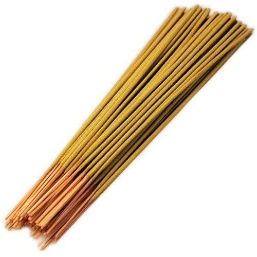 Large bundle of vibrant yellow incense sticks 25cm long.