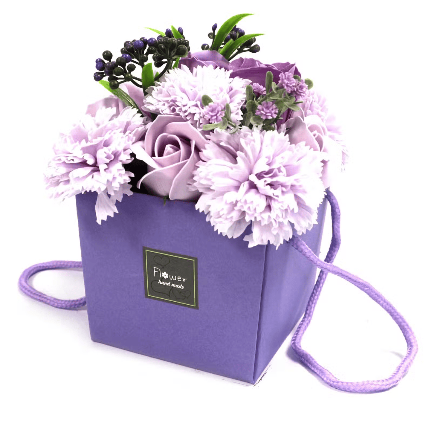 Yorkshire Violet Premium Floral Bath Pamper Gift Set | 3 Violet Bath Bombs + Lavender Rose Soap Bouquet + Spiritual Incense | Mother's Day Birthday