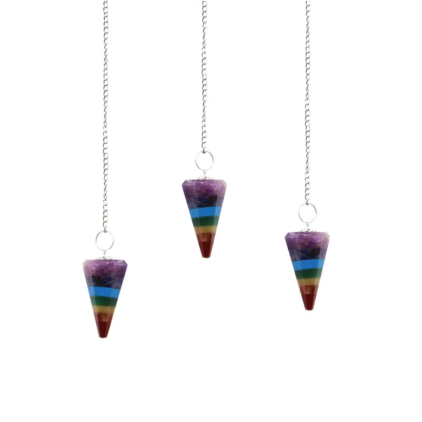 Chakra 7 Slice Crystal Pendulum Meditation Gift Set | Tigers Eye Sodalite Tumble Stones Backflow Burner Incense | Spiritual Yoga Gift Box